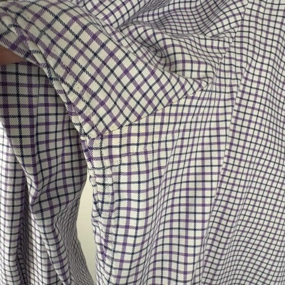 Polo Ralph Lauren Men’s Size M RL Twill Blue Purple Plaid Style Button Up Shirt